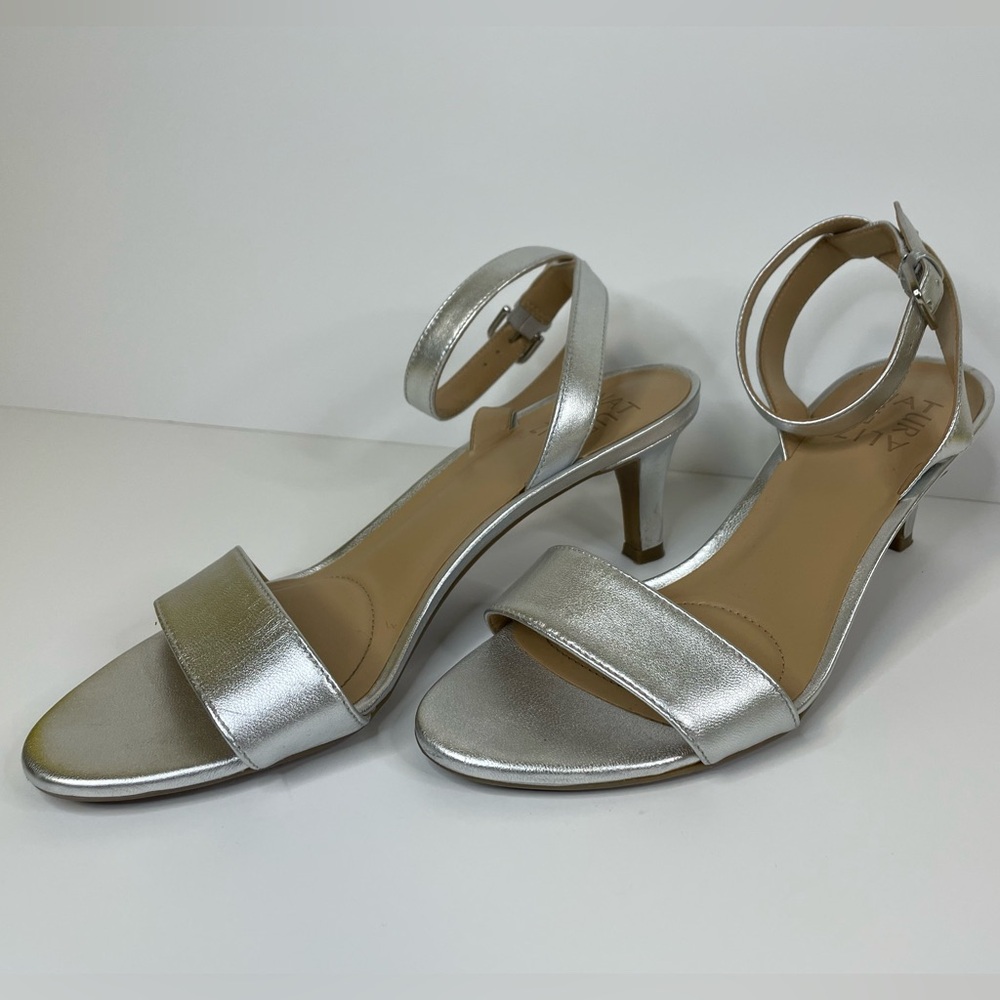 Size 7 Naturalizer Silver Open Toe Heels